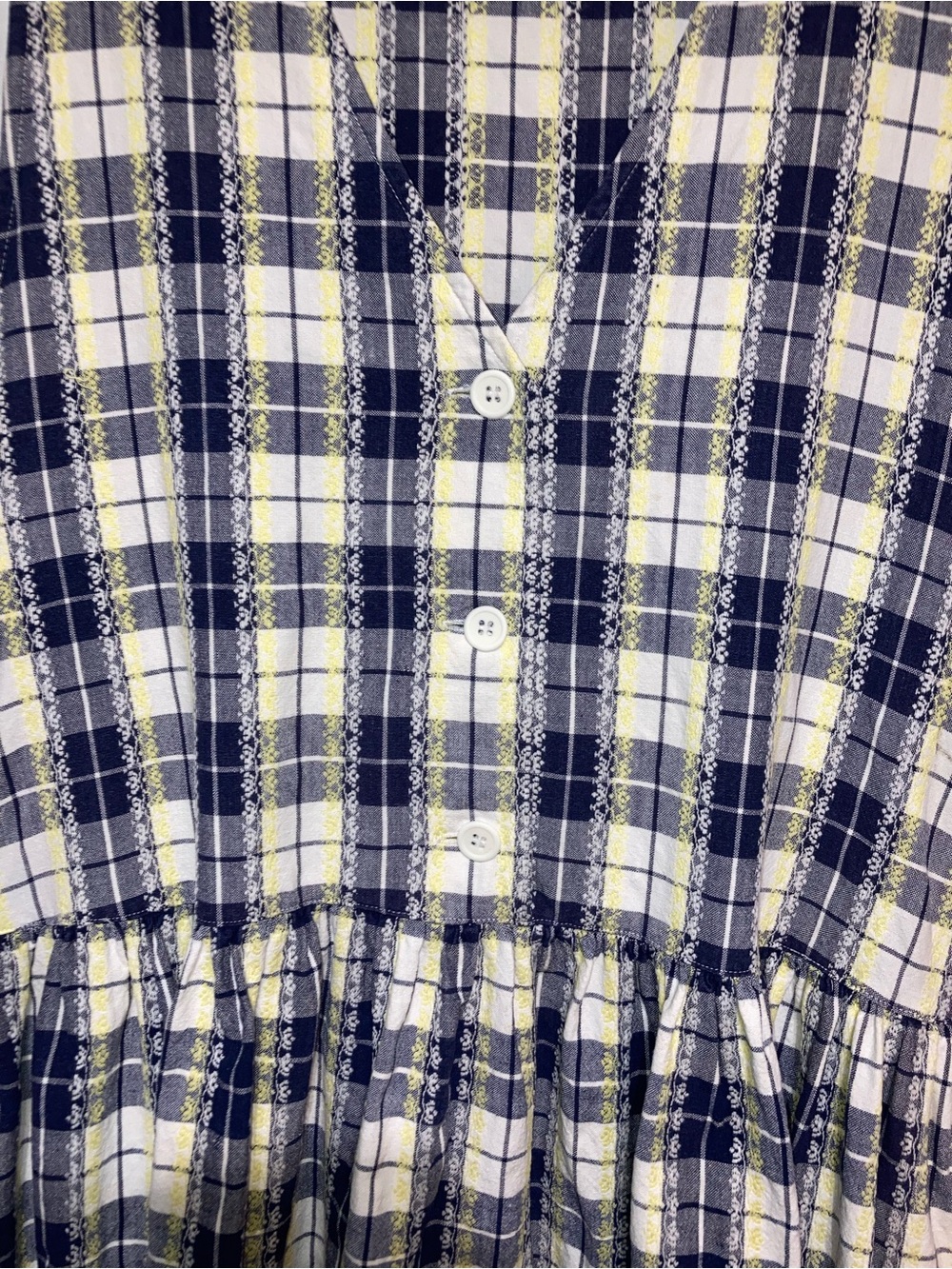 Vintage Sleeveless Plaid Midi Dress in Navy and Cream by All Week Long - Picture 2 of 4